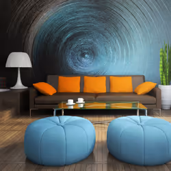 Planete Discount PD13145-350-270, Papier peint non tissé, Noir, Bleu, Noir, Bleu, 120 g/m², Water swirl, 3500 mm