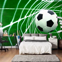 Planete Discount PD14161-400-309, Papier peint non tissé, Noir, Vert, Blanc, Blanc, Vert, Noir, Goal !, 4000 mm, 50 cm