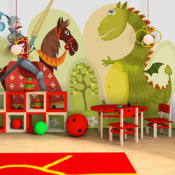 Papier peint intissé Pour enfants Dragon et chevalier - PD14643-400-309