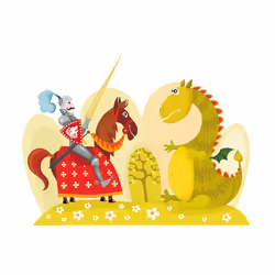 Papier peint intissé Pour enfants Dragon et chevalier - PD14643-400-309