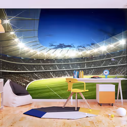 Planete Discount PD14164-400-309, Papier peint non tissé, Bleu, Crème, Vert, Gris, Bleu, Vert, Gris, Crème, Stade national, 4 ...