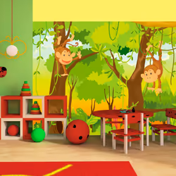 Planete Discount PD14646-400-309, Papier peint non tissé, Vert, Orange, Orange, Vert, 120 g/m², jungle - singes, 4000 mm