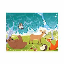 Papier peint intissé Pour enfants Les Animaux du Bois de Quat’sous - PD14647-400-309