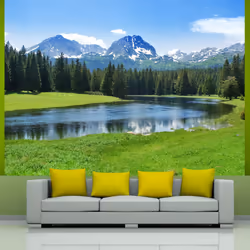 Planete Discount PD14378-400-309, Papier peint non tissé, Bleu, Vert, Gris, Gris, Azuré, Vert, 120 g/m², National Park Durmit ...