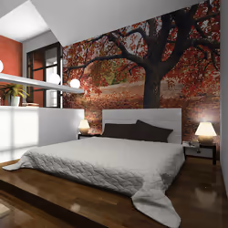 Planete Discount PD14391-400-309, Papier peint non tissé, Noir, Rouge, Noir, Rouge, 120 g/m², Arbre d'automne, 4000 mm