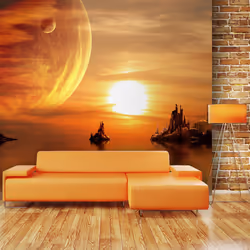 Planete Discount PD14393-400-309, Papier peint non tissé, Noir, Orange, Blanc, Noir, Blanc, Orange, 120 g/m², Fantasy sunset, ...