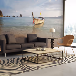 Planete Discount PD14395-400-309, Papier peint non tissé, Beige, Bleu, Azuré, Beige, 120 g/m², Andaman sea, 4000 mm