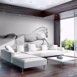 Planete Discount PD13266-200-154, Papier peint non tissé, Noir, Blanc, Noir Et Blanc, 120 g/m², White gallop, 2000 mm