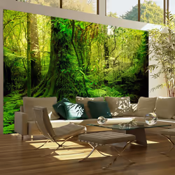 Planete Discount PD14406-400-309, Papier peint non tissé, Vert, Blanc, Vert, Blanc, 120 g/m², Jungle, 4000 mm