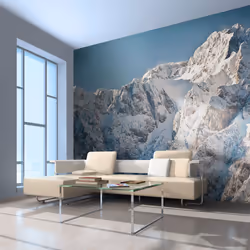 Planete Discount PD14414-400-309, Papier peint non tissé, Bleu, Gris, Blanc, Blanc, Gris, Bleu, 120 g/m², Paysage enneigé, Al ...