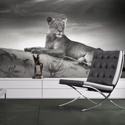 Papier peint intissé Animaux Une lionne en noir et blanc - PD13269-400-309