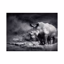 Papier peint intissé Animaux Rhinocéros perdu dans la rêverie - PD13271-400-309