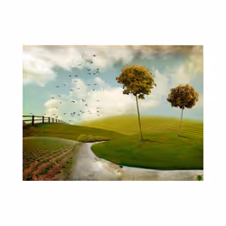 Planete Discount PD14437-250-193 papier-peint Papier peint non tissé Bleu, Vert, Gris, Blanc