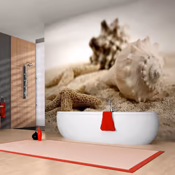 Planete Discount PD14440-250-193, Papier peint non tissé, Beige, Crème, Crème, Beige, 120 g/m², Plage et coquillage, 2500 mm