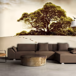 Planete Discount PD14450-350-270, Papier peint non tissé, Crème, Vert, Vert, Crème, 120 g/m², Arbre dans le désert, 3500 mm