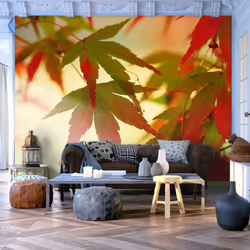 Planete Discount PD14452-400-309, Papier peint non tissé, Crème, Vert, Rouge, Rouge, Vert, Crème, 120 g/m², Feuilles colorées ...