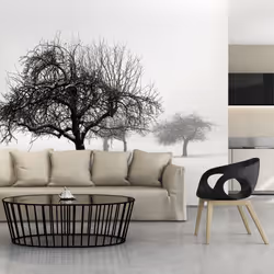 Planete Discount PD14453-400-309, Papier peint non tissé, Noir, Blanc, Noir Et Blanc, 120 g/m², hiver - arbres, 4000 mm