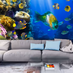 Planete Discount PD14459-400-309, Papier peint non tissé, Bleu, Bleu, Colorful, 120 g/m², Paradis sous-marins, 4000 mm