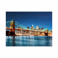 Papier peint intissé Ville et Architecture Brooklyn Bridge scintillant dans la nuit - PD14855-400-309