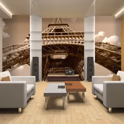 Planete Discount PD14865-400-309, Papier peint non tissé, 120 g/m², Tour Eiffel en sépia, 4000 mm, 50 cm, 3090 mm