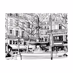 Papier peint intissé Ville et Architecture Sketch of parisian fountain - PD14869-400-309