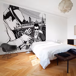 Planete Discount PD14165-300-231, Papier peint non tissé, Noir, Blanc, Noir Et Blanc, New York, musique, jazz..., 3000 mm, 50 ...