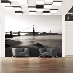 Papier peint intissé Ville et Architecture San Francisco : Golden Gate en noir et blanc - PD14870-400-309