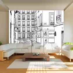 Planete Discount PD14871-400-309, Papier peint non tissé, Noir, Blanc, Noir Et Blanc, 120 g/m², A walk through Parisian stree ...