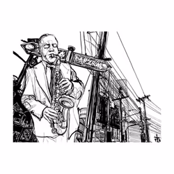 Papier peint intissé Hobby Saxophone recital on Broadway - PD14166-400-309