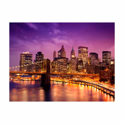 Papier peint intissé Ville et Architecture Manhattan et Pont de Blooklyn la nuit - PD14891-400-309