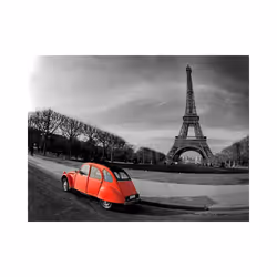 Papier peint intissé Ville et Architecture Tour Eiffel et voiture rouge - PD14902-400-309