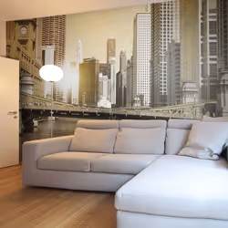 Planete Discount PD14911-400-309, Papier peint non tissé, Beige, Gris, Blanc, Blanc, Beige, Gris, 120 g/m², Chicago's bridge  ...