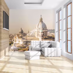 Planete Discount PD14921-350-270, Papier peint non tissé, Beige, Crème, Blanc, Beige, Blanc, Crème, 120 g/m², Rome et vue à v ...