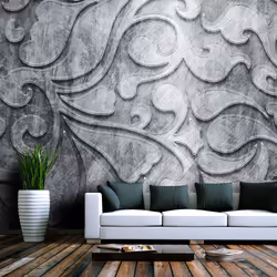 Planete Discount PD13978-200-154, Papier peint non tissé, Noir, Blanc, Noir Et Blanc, Fond argenté avec motif floral, 2000 mm ...