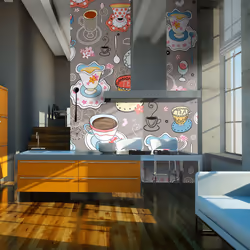 Planete Discount PD14208-350-270, Papier peint non tissé, Gris, Colorful, Gris, 120 g/m², Tasses, 3500 mm