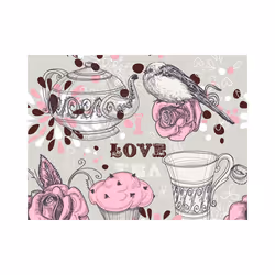 Planete Discount PD14209-250-193 papier-peint Papier peint non tissé Gris, Rose, Blanc