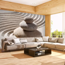 Planete Discount PD14264-400-309, Papier peint non tissé, Crème, Gris, Gris, Crème, 120 g/m², Jardin zen, 4000 mm