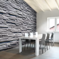 Planete Discount PD13982-400-309, Papier peint non tissé, Gris, Gris, Mur de pierre grise, 4000 mm, 50 cm