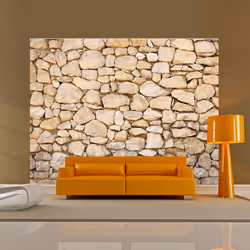 Planete Discount PD13990-250-193, Papier peint non tissé, Crème, Gris, Gris, Crème, trompe-l'oeil - pierre, 2500 mm, 50 cm