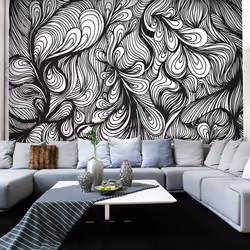 Planete Discount PD13996-400-309, Papier peint non tissé, Noir, Blanc, Noir Et Blanc, Noir et blanc style rétro, 4000 mm, 50  ...