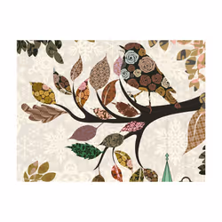 Papier peint intissé Vintage et Retro Oiseau sur branche (patchwork) - PD15043-400-309