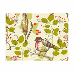 Papier peint intissé Vintage et Retro Oiseau et lys vintage - PD15044-400-309