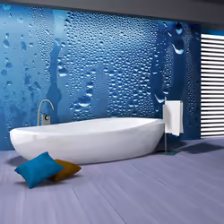 Planete Discount PD14002-400-309, Papier peint non tissé, Bleu, Bleu, Azuré, Gouttes d'eau sur verre bleu, 4000 mm, 50 cm