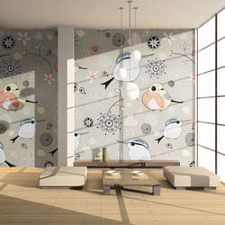 Planete Discount PD14651-200-154 papier-peint Papier peint non tissé Bleu, Gris, Rose, Blanc