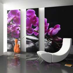 Papier peint intissé Fleurs Moment de détente : orchidée et pierres zen - PD13610-400-309
