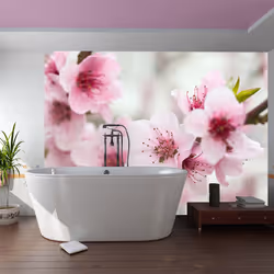 Planete Discount PD13637-350-270, Papier peint non tissé, Rose, Violet, Blanc, Violet, Blanc, Rose, 120 g/m², Cerisier en fle ...