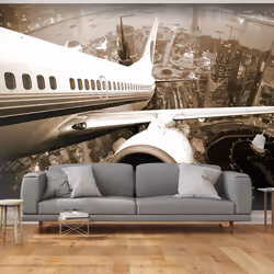 Planete Discount PD14923-400-309, Papier peint non tissé, 120 g/m², Avion décollant de l'aéroport, 4000 mm, 50 cm, 3090 mm