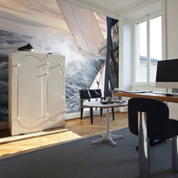 Planete Discount PD14475-350-270 papier-peint Papier peint non tissé Bleu, Crème, Blanc
