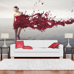 Planete Discount PD14602-300-231 papier-peint Papier peint non tissé Gris, Rouge, Blanc