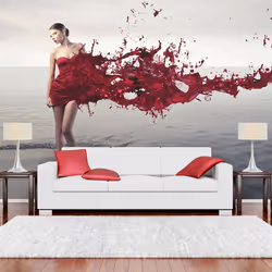 Planete Discount PD14602-400-309, Papier peint non tissé, Gris, Rouge, Blanc, Blanc, Rouge, Gris, 120 g/m², Red beauty, 4000  ...